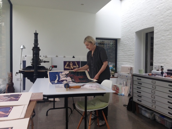 Eileen Cooper RA working in her new studio.